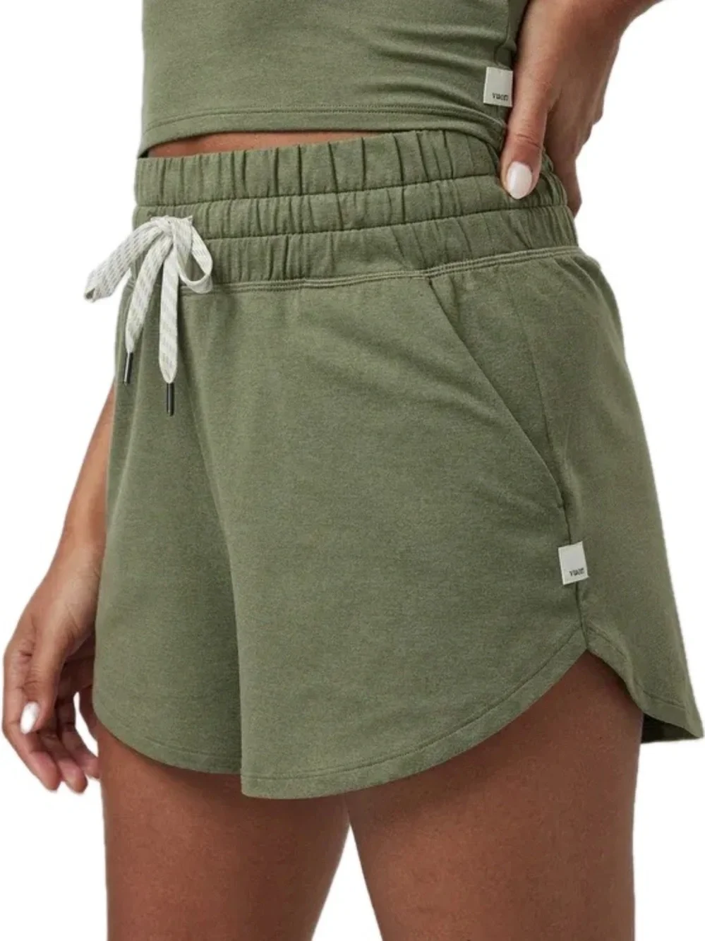 Vuori Halo Performance Dark Metal Heather Olive Gray Tank Top M Shorts L Set